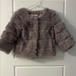 Woman Faux Fur Jacket - Purple Gray